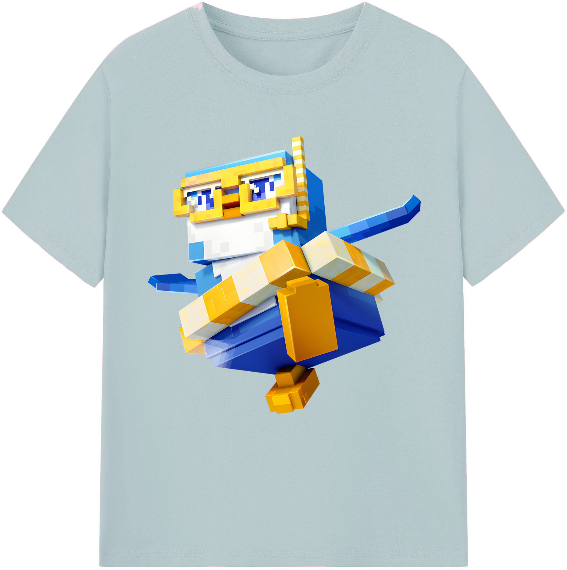 （画像用） マインクラフト ブロックの世界 Minecraft MC Block world 綿100％半袖Tシャツ（フロントプリント）